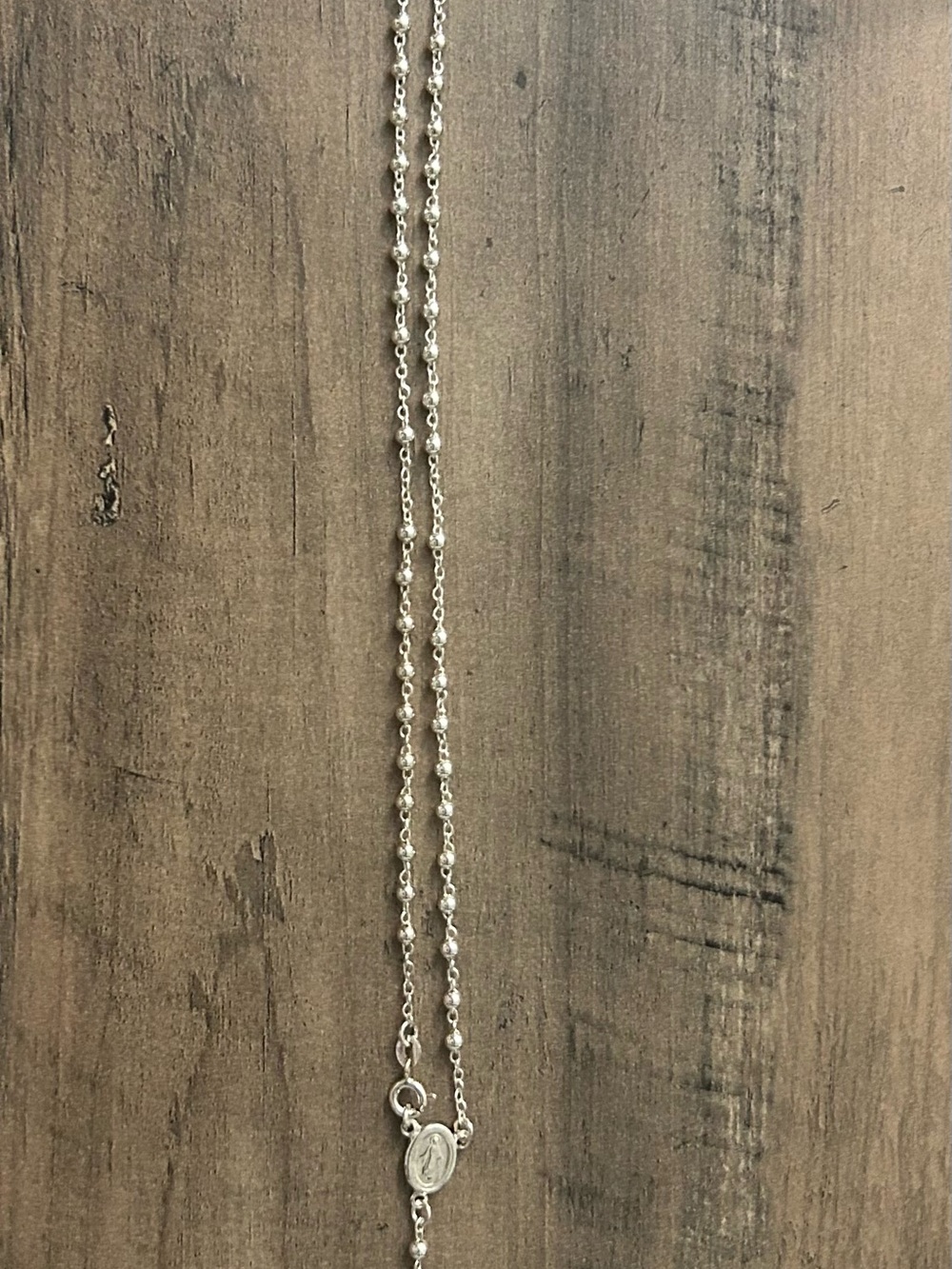 Delicate Sterling-Style Layered Rosary Necklace - Silver - Picture 2 of 3